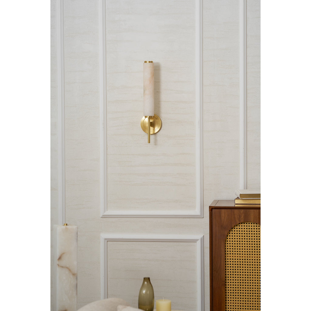 Brindisi Wall Sconce, White Alabaster Shade, Brass or Black, E14
