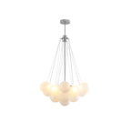 Frosted Glass Globe Bubble Chandelier, Gold, Black or Chrome, 19 to 73 Heads