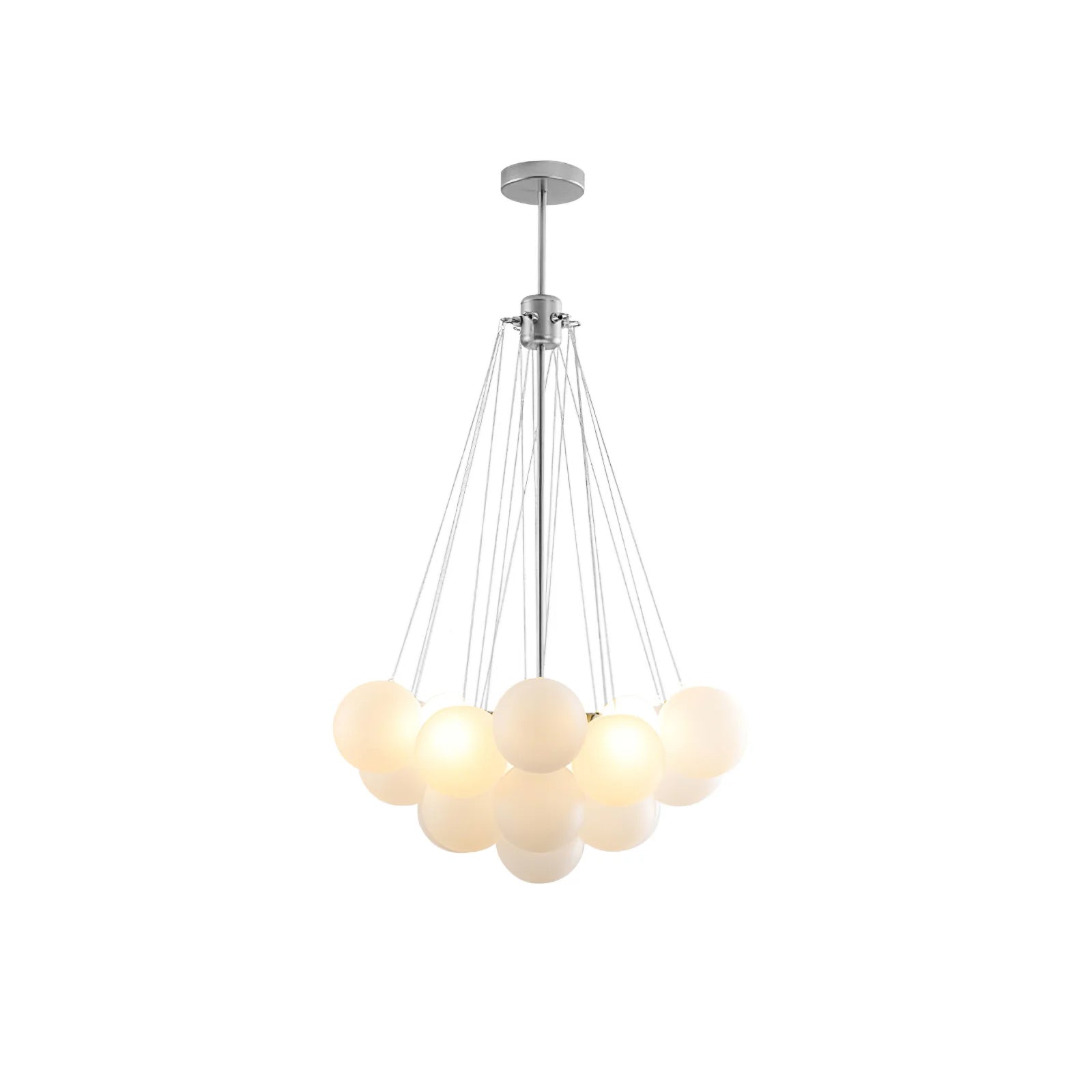 Frosted Glass Globe Bubble Chandelier, Gold, Black or Chrome, 19 to 73 Heads
