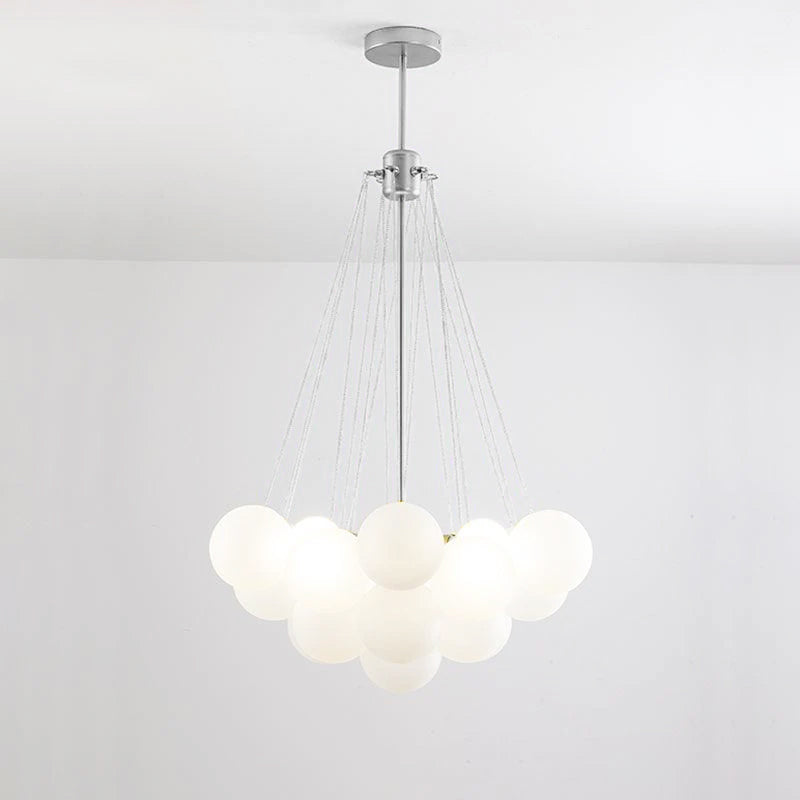 Frosted Glass Globe Bubble Chandelier, Gold, Black or Chrome, 19 to 73 Heads
