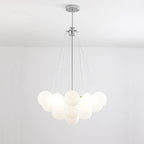 Frosted Glass Globe Bubble Chandelier, Gold, Black or Chrome, 19 to 73 Heads