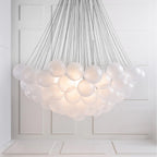 Frosted Glass Globe Bubble Chandelier, Gold, Black or Chrome, 19 to 73 Heads