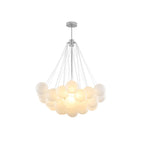Frosted Glass Globe Bubble Chandelier, Gold, Black or Chrome, 19 to 73 Heads