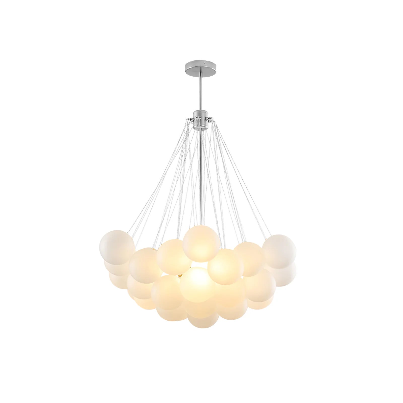 Frosted Glass Globe Bubble Chandelier, Gold, Black or Chrome, 19 to 73 Heads