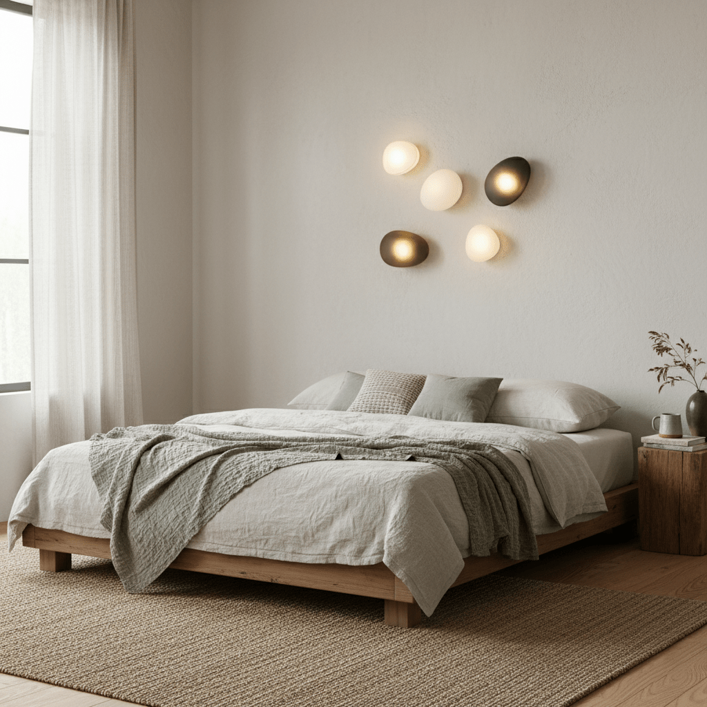 Pebble glass wall lamp shown mounted at eye level
