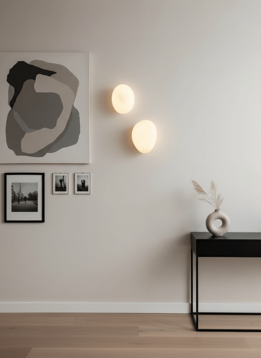 Hand-blown glass wall lamp with a rounded translucent shade