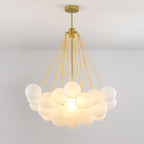 Frosted Glass Globe Bubble Chandelier, Gold, Black or Chrome, 19 to 73 Heads
