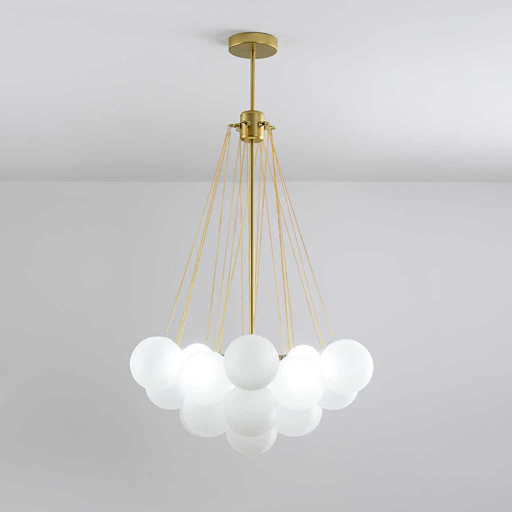 Frosted Glass Globe Bubble Chandelier, Gold, Black or Chrome, 19 to 73 Heads