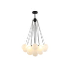 Frosted Glass Globe Bubble Chandelier, Gold, Black or Chrome, 19 to 73 Heads