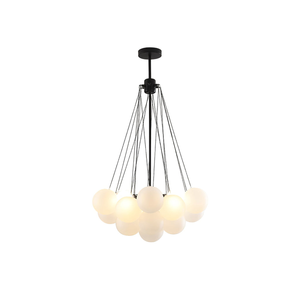 Frosted Glass Globe Bubble Chandelier, Gold, Black or Chrome, 19 to 73 Heads