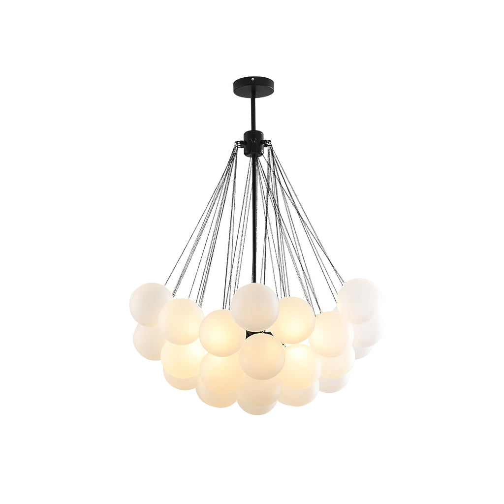 Frosted Glass Globe Bubble Chandelier, Gold, Black or Chrome, 19 to 73 Heads