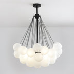 Frosted Glass Globe Bubble Chandelier, Gold, Black or Chrome, 19 to 73 Heads