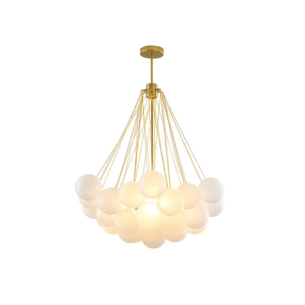 Frosted Glass Globe Bubble Chandelier, Gold, Black or Chrome, 19 to 73 Heads