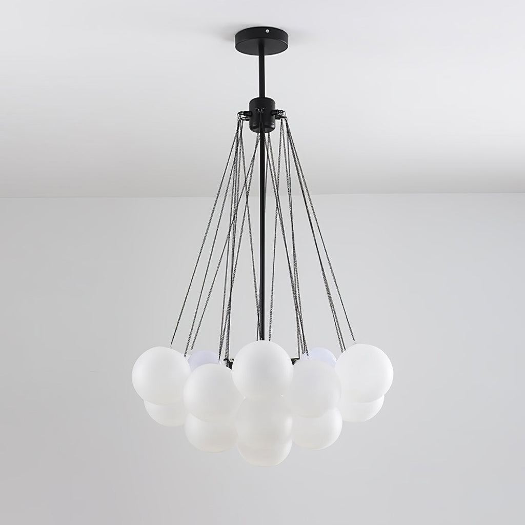 Frosted Glass Globe Bubble Chandelier, Gold, Black or Chrome, 19 to 73 Heads