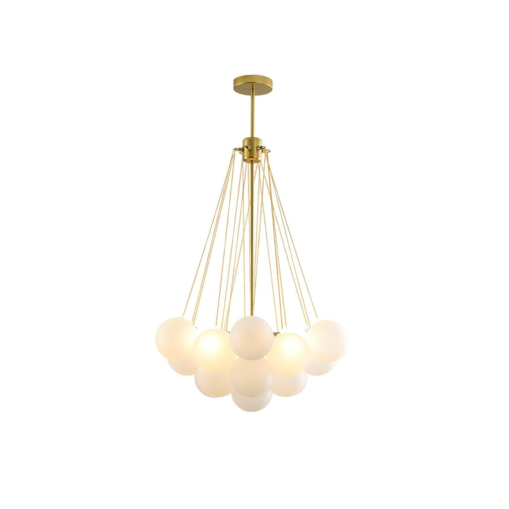 Frosted Glass Globe Bubble Chandelier, Gold, Black or Chrome, 19 to 73 Heads