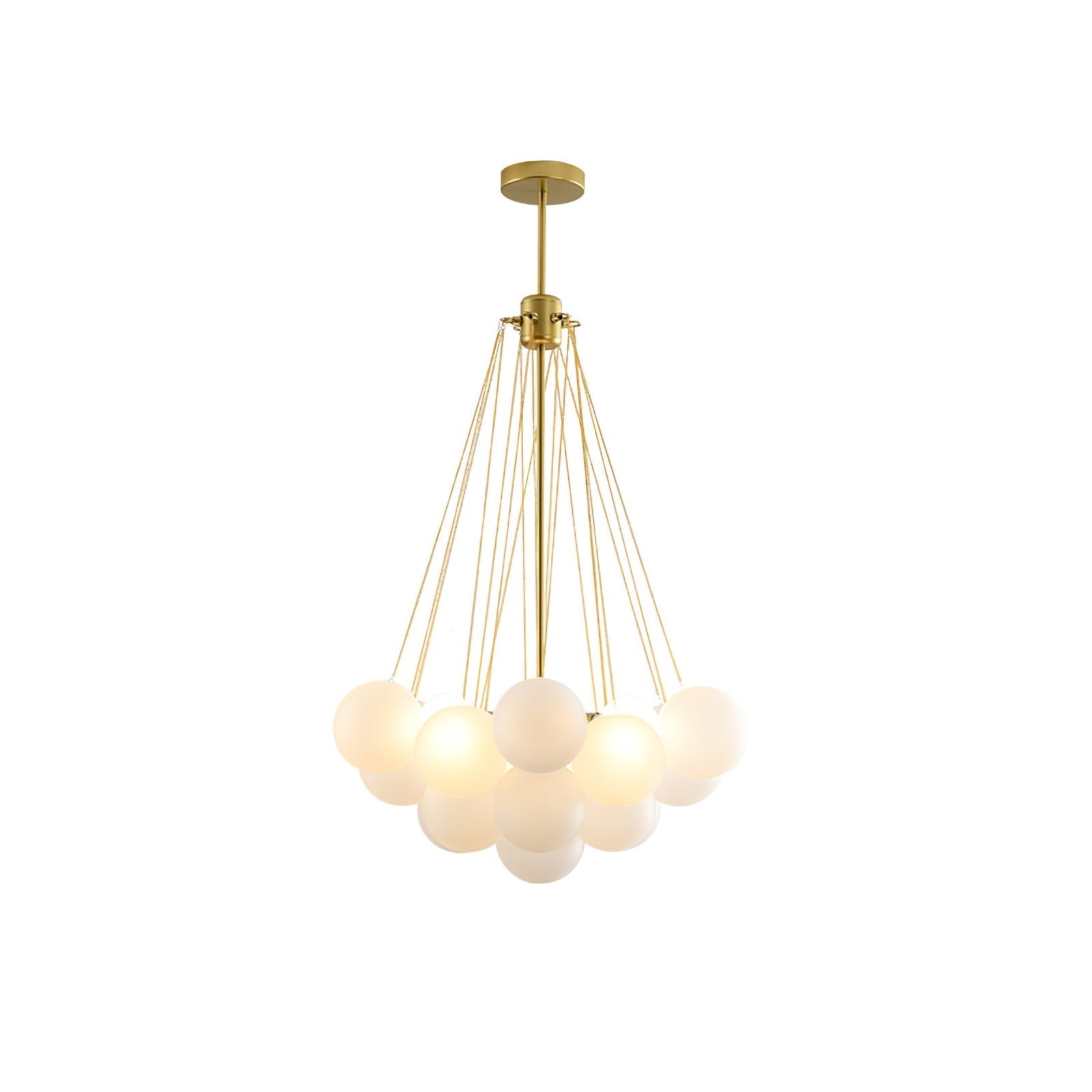 Frosted Glass Globe Bubble Chandelier, Gold, Black or Chrome, 19 to 73 Heads
