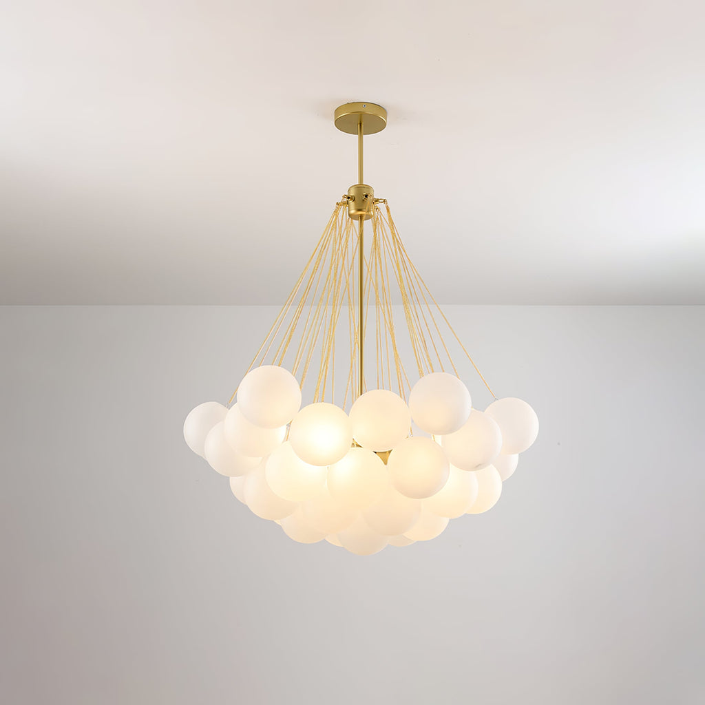 Boblekrone, håndmatte glasglobuser, guld eller sort, E27