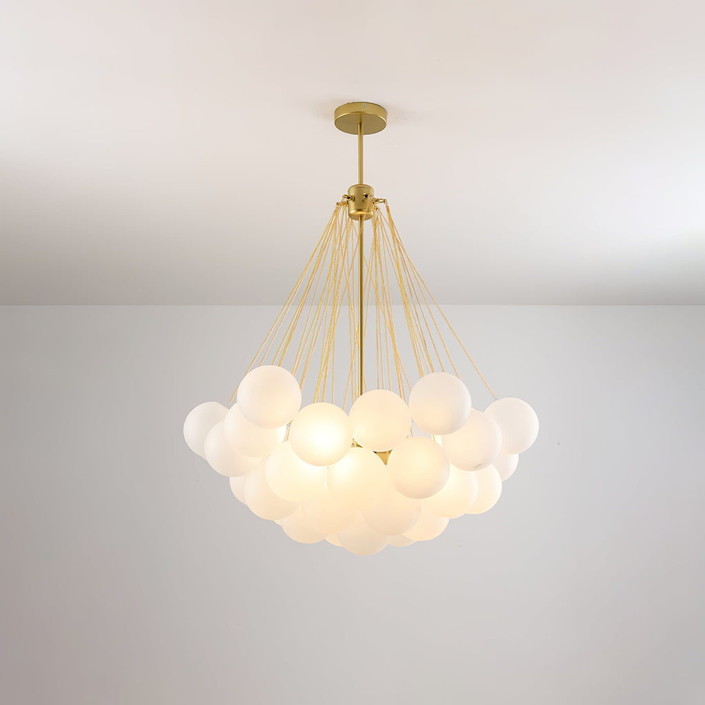 Frosted Glass Globe Bubble Chandelier, Gold, Black or Chrome, 19 to 73 Heads