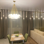 Frosted Glass Globe Bubble Chandelier, Gold, Black or Chrome, 19 to 73 Heads