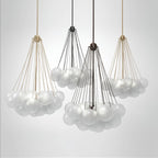 Frosted Glass Globe Bubble Chandelier, Gold, Black or Chrome, 19 to 73 Heads