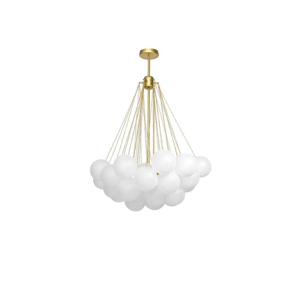 Frosted Glass Globe Bubble Chandelier, Gold, Black or Chrome, 19 to 73 Heads