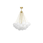 Frosted Glass Globe Bubble Chandelier, Gold, Black or Chrome, 19 to 73 Heads