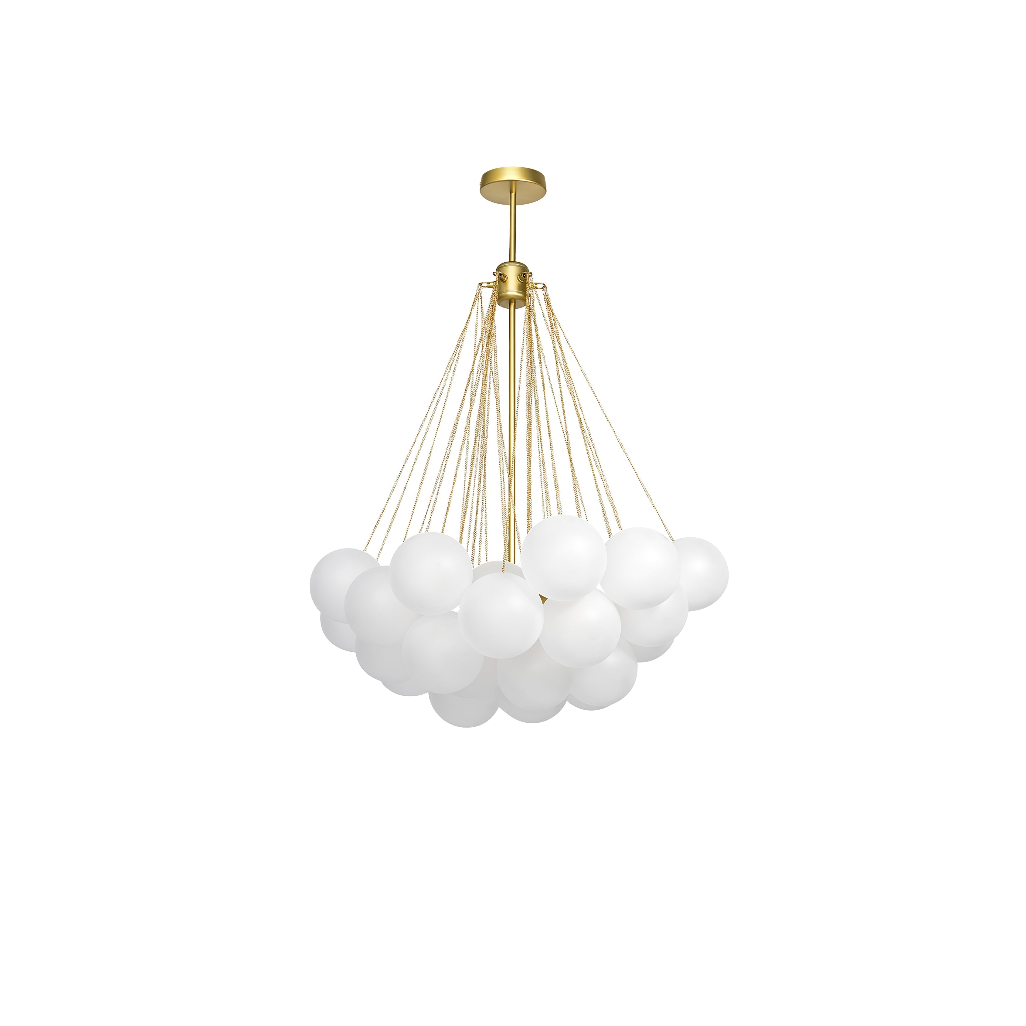 Frosted Glass Globe Bubble Chandelier, Gold, Black or Chrome, 19 to 73 Heads