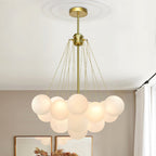 Frosted Glass Globe Bubble Chandelier, Gold, Black or Chrome, 19 to 73 Heads