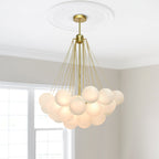 Frosted Glass Globe Bubble Chandelier, Gold, Black or Chrome, 19 to 73 Heads