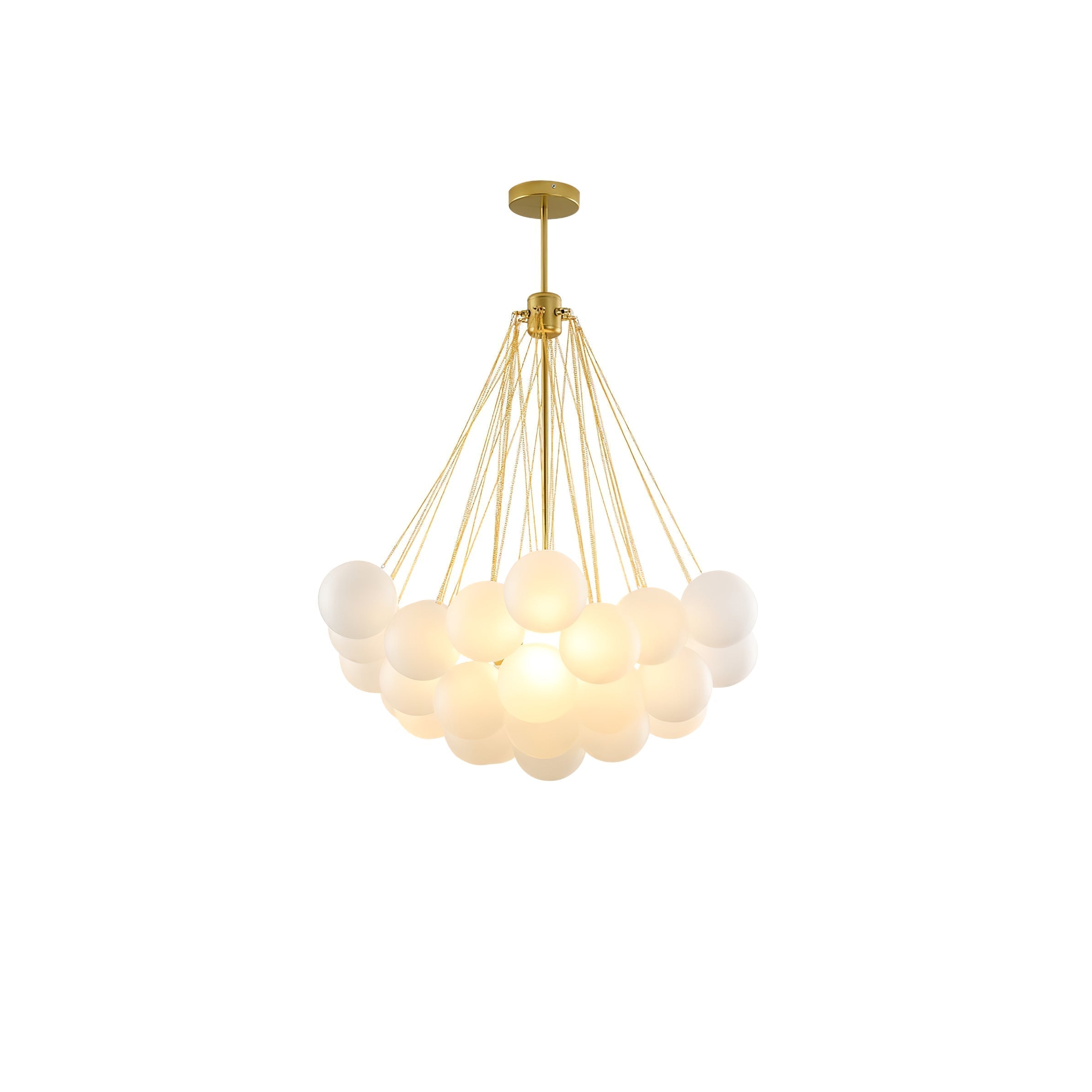 Frosted Glass Globe Bubble Chandelier, Gold, Black or Chrome, 19 to 73 Heads