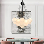 Frosted Glass Globe Bubble Chandelier, Gold, Black or Chrome, 19 to 73 Heads