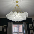 Frosted Glass Globe Bubble Chandelier, Gold, Black or Chrome, 19 to 73 Heads