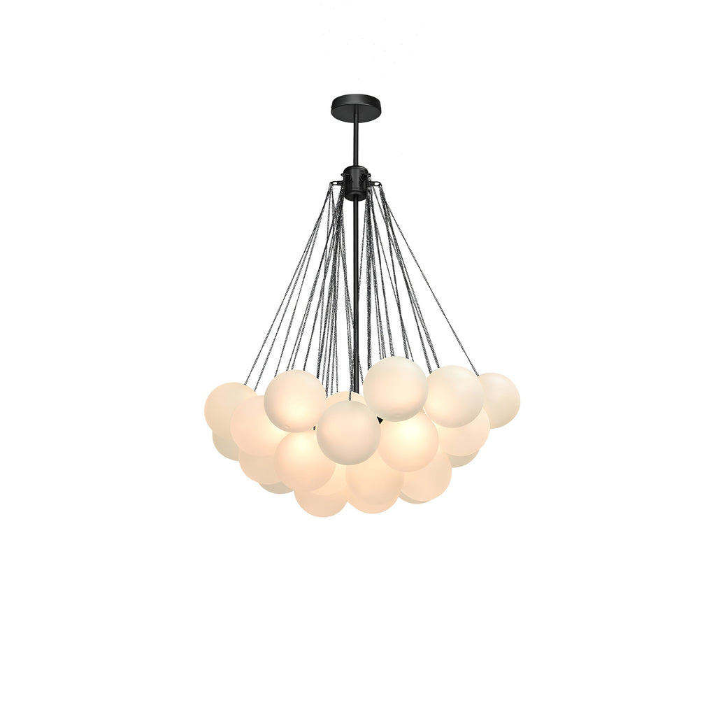 Frosted Glass Globe Bubble Chandelier, Gold, Black or Chrome, 19 to 73 Heads