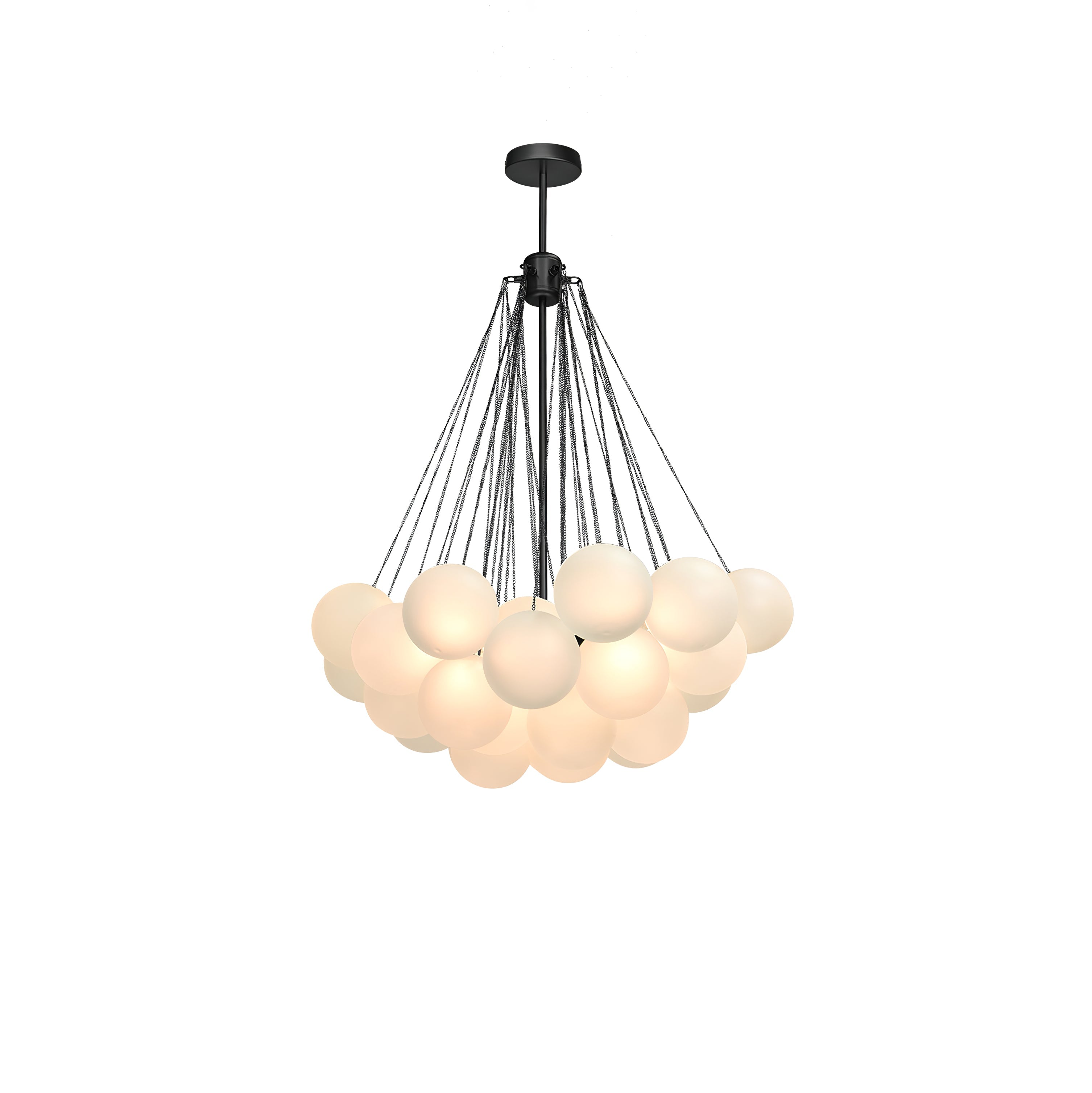 Frosted Glass Globe Bubble Chandelier, Gold, Black or Chrome, 19 to 73 Heads