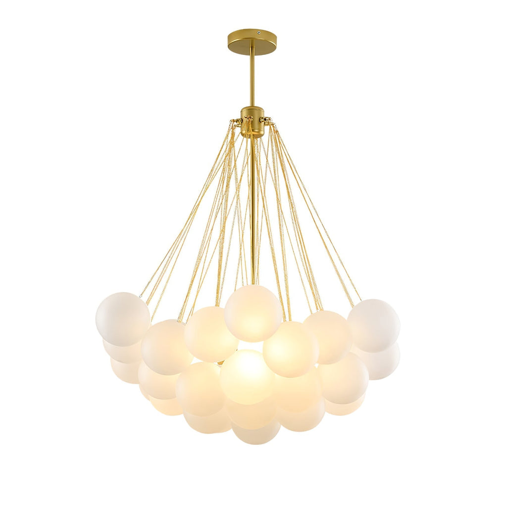 Frosted Glass Globe Bubble Chandelier, Gold, Black or Chrome, 19 to 73 Heads