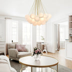 Frosted Glass Globe Bubble Chandelier, Gold, Black or Chrome, 19 to 73 Heads
