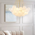 Frosted Glass Globe Bubble Chandelier, Gold, Black or Chrome, 19 to 73 Heads