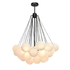 Frosted Glass Globe Bubble Chandelier, Gold, Black or Chrome, 19 to 73 Heads