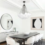 Frosted Glass Globe Bubble Chandelier, Gold, Black or Chrome, 19 to 73 Heads