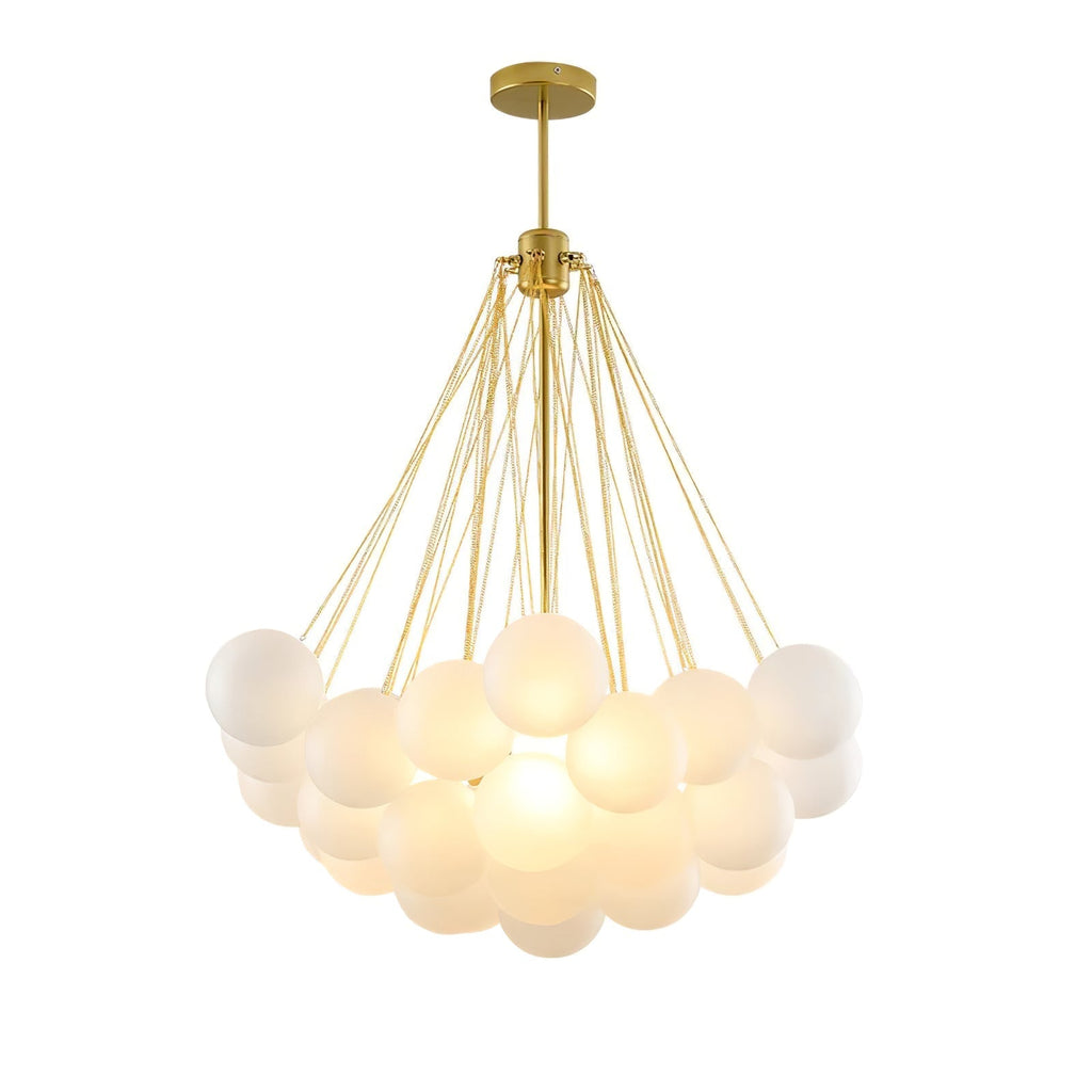 Frosted Glass Globe Bubble Chandelier, Gold, Black or Chrome, 19 to 73 Heads
