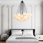 Frosted Glass Globe Bubble Chandelier, Gold, Black or Chrome, 19 to 73 Heads