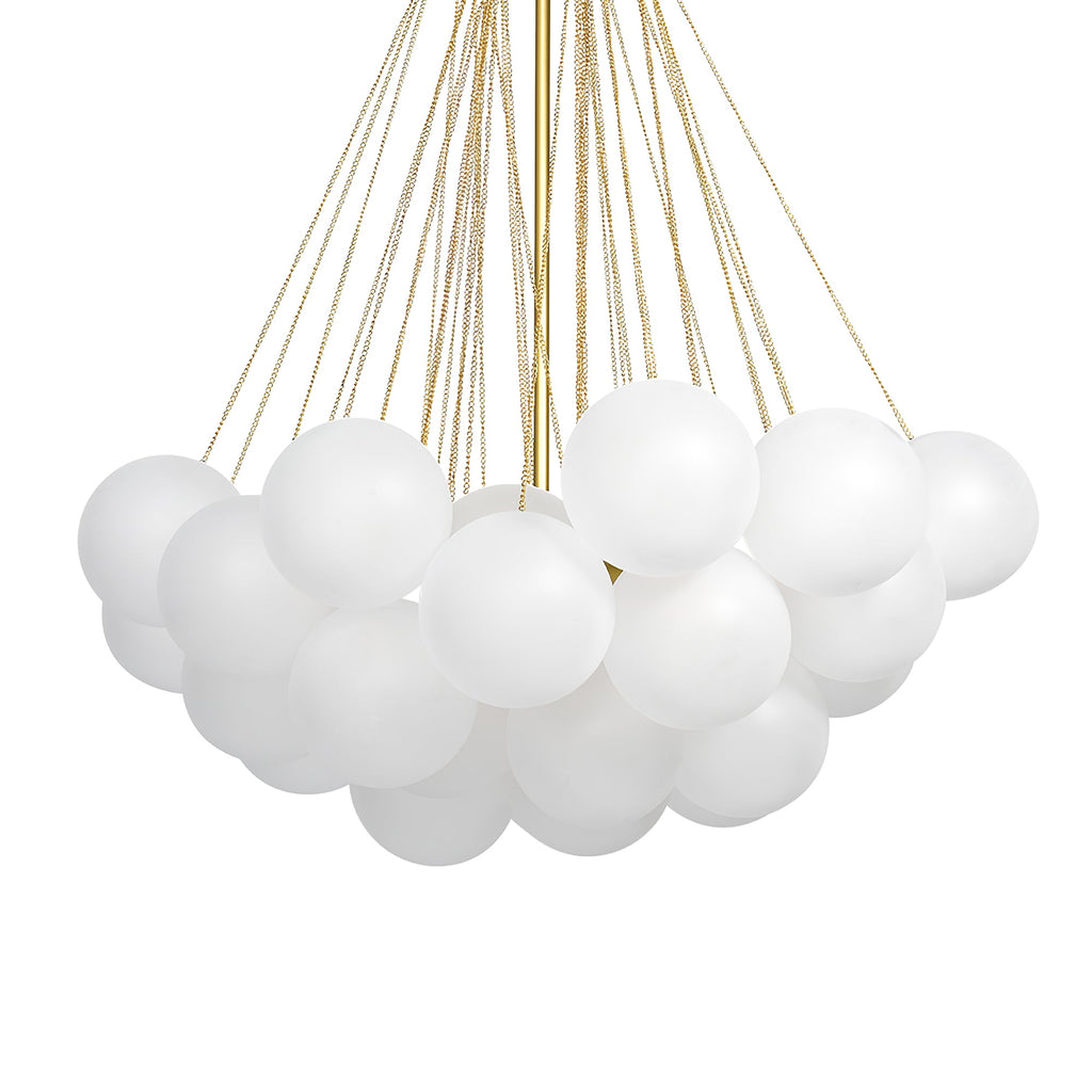 Boblekrone, håndmatte glasglobuser, guld eller sort, E27