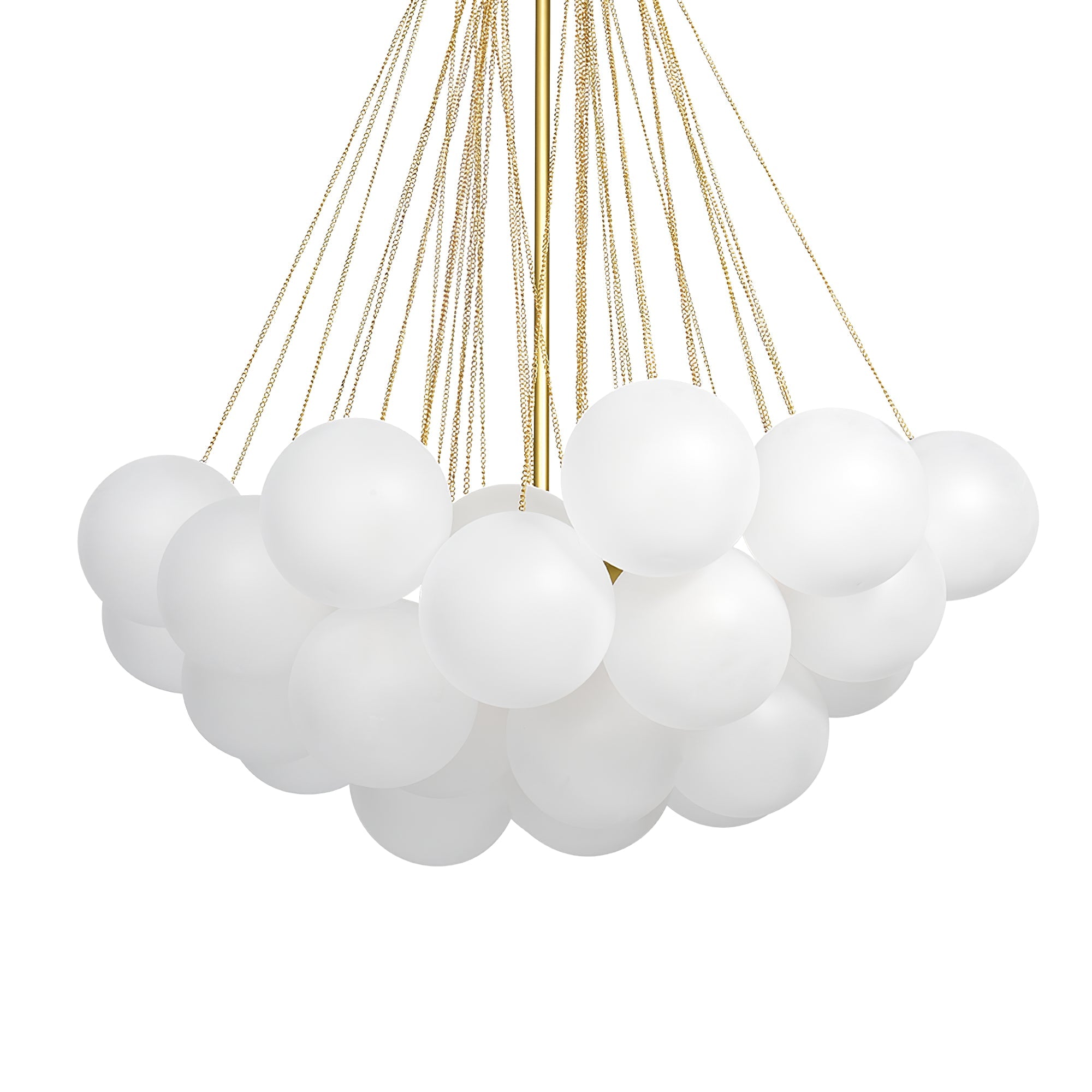 Boblekrone, håndmatte glasglobuser, guld eller sort, E27