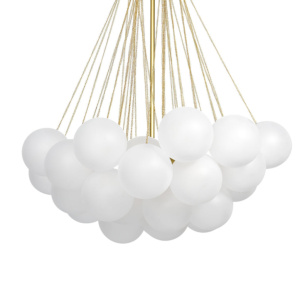 Frosted Glass Globe Bubble Chandelier, Gold, Black or Chrome, 19 to 73 Heads