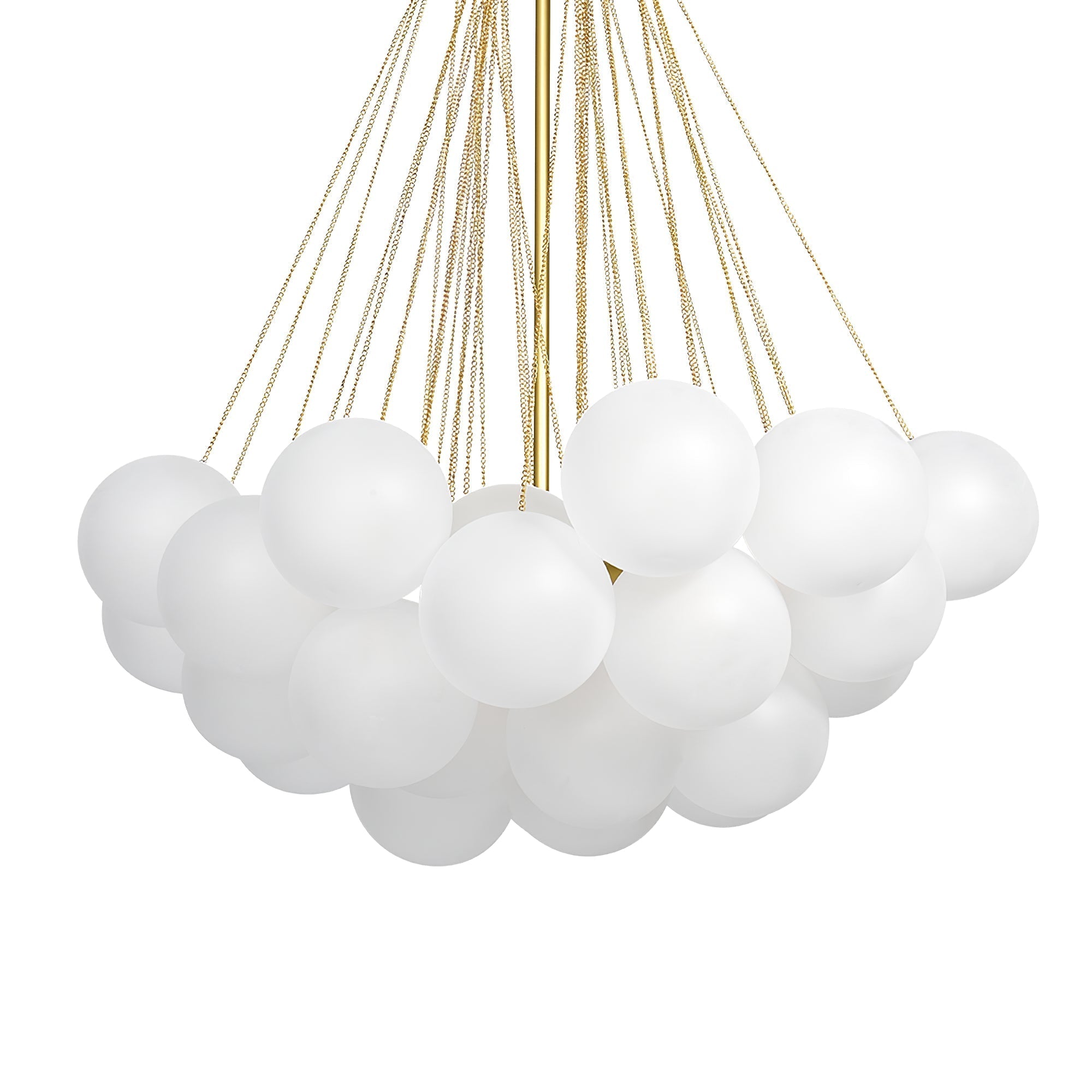 Frosted Glass Globe Bubble Chandelier, Gold, Black or Chrome, 19 to 73 Heads