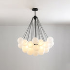 Boblekrone, håndmatte glasglobuser, guld eller sort, E27