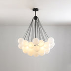 Frosted Glass Globe Bubble Chandelier, Gold, Black or Chrome, 19 to 73 Heads