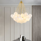 Frosted Glass Globe Bubble Chandelier, Gold, Black or Chrome, 19 to 73 Heads
