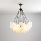 Frosted Glass Globe Bubble Chandelier, Gold, Black or Chrome, 19 to 73 Heads