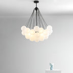 Frosted Glass Globe Bubble Chandelier, Gold, Black or Chrome, 19 to 73 Heads